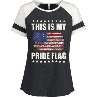 This Is My Pride Flag USA American 4th of July Patriotic Enza Ladies Jersey Colorblock Tee