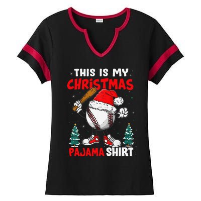 This Is My Christmas Baseball Pajama For Ladies Halftime Notch Neck Tee