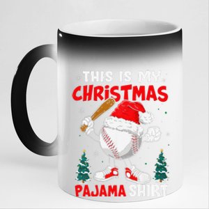 This Is My Christmas Baseball Pajama For 11oz Black Color Changing Mug