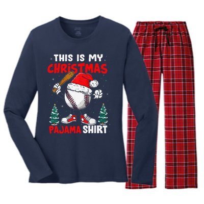 This Is My Christmas Baseball Pajama For Women's Long Sleeve Flannel Pajama Set 