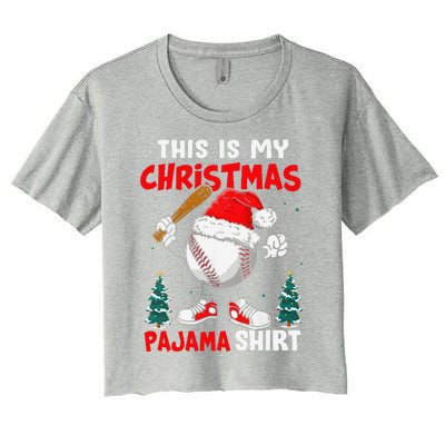 This Is My Christmas Baseball Pajama For Women's Crop Top Tee