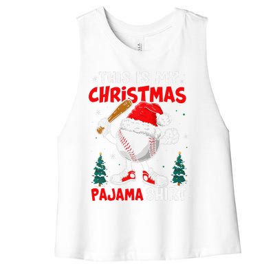 This Is My Christmas Baseball Pajama For Women's Racerback Cropped Tank