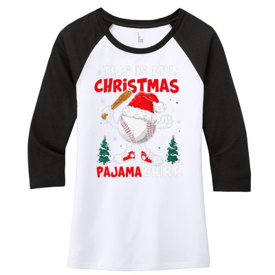 This Is My Christmas Baseball Pajama For Women's Tri-Blend 3/4-Sleeve Raglan Shirt