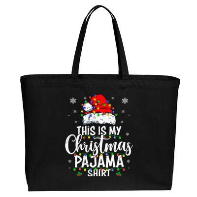 This Is My Christmas Pajama Lights Cotton Canvas Jumbo Tote