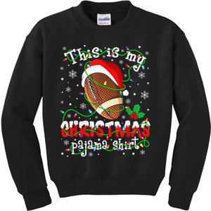 This Is My Christmas Pajama Football lovers Xmas Lights Kids Sweatshirt