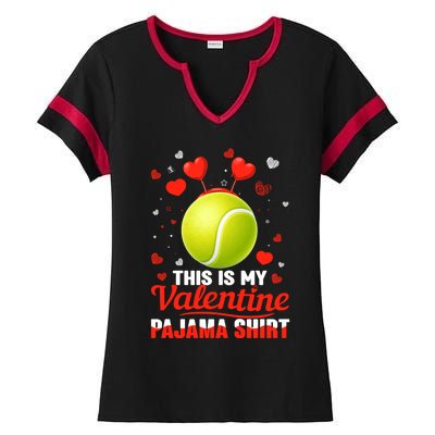 This Is My Valentine Pajama Funny Gift Headband Tennis Players Cute Gift Ladies Halftime Notch Neck Tee