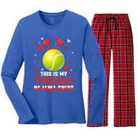 This Is My Valentine Pajama Funny Gift Headband Tennis Players Cute Gift Women's Long Sleeve Flannel Pajama Set 