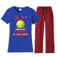 This Is My Valentine Pajama Funny Gift Headband Tennis Players Cute Gift Women's Flannel Pajama Set