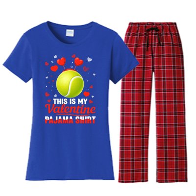 This Is My Valentine Pajama Funny Gift Headband Tennis Players Cute Gift Women's Flannel Pajama Set