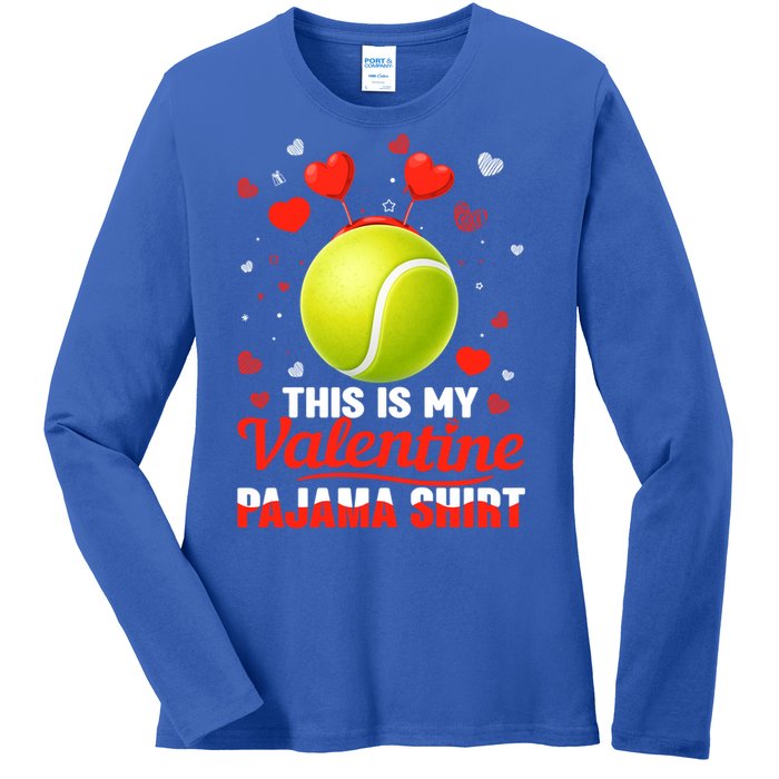 This Is My Valentine Pajama Funny Gift Headband Tennis Players Cute Gift Ladies Long Sleeve Shirt