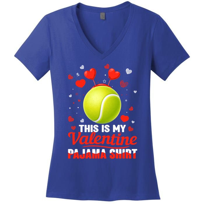 This Is My Valentine Pajama Funny Gift Headband Tennis Players Cute Gift Women's V-Neck T-Shirt