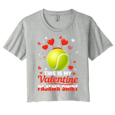 This Is My Valentine Pajama Funny Gift Headband Tennis Players Cute Gift Women's Crop Top Tee