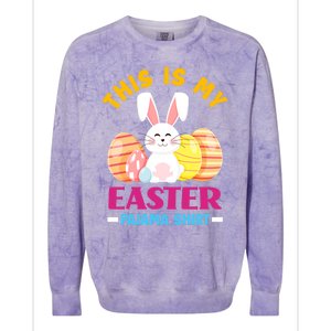 This Is My Easter Pajama Funny Gift Cute Easter Bunny Easter Eggs Gift Colorblast Crewneck Sweatshirt