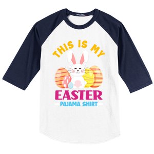 This Is My Easter Pajama Funny Gift Cute Easter Bunny Easter Eggs Gift Baseball Sleeve Shirt