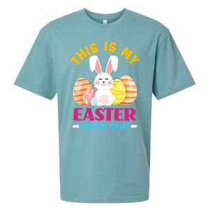 This Is My Easter Pajama Funny Gift Cute Easter Bunny Easter Eggs Gift Sueded Cloud Jersey T-Shirt