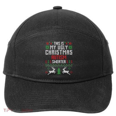 This Is My Ugly Christmas Autism Sweater Cool Gift 7-Panel Snapback Hat