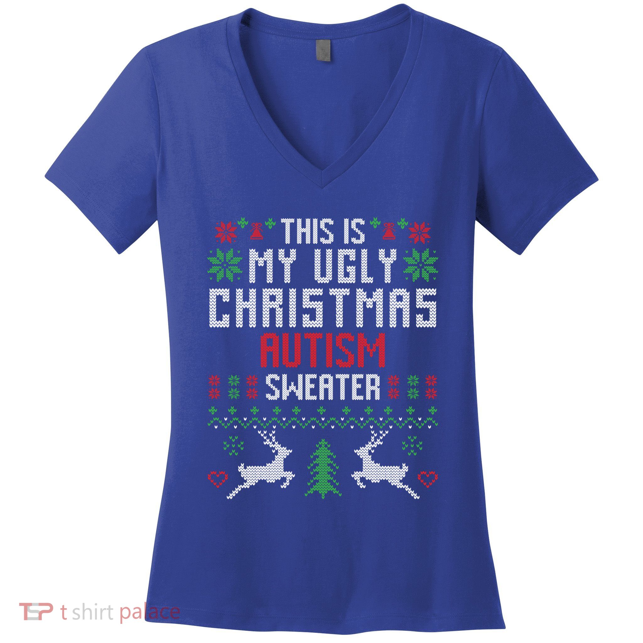 This Is My Ugly Christmas Autism Sweater Cool Gift Women's V-Neck T-Shirt