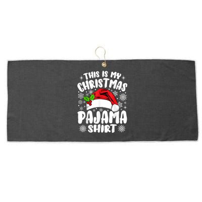 This Is My Christmas Pajama Funny Christmas Outfits Large Microfiber Waffle Golf Towel