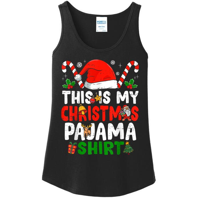 This Is My Christmas Pajama Xmas Family Matching Funny Ladies Essential Tank