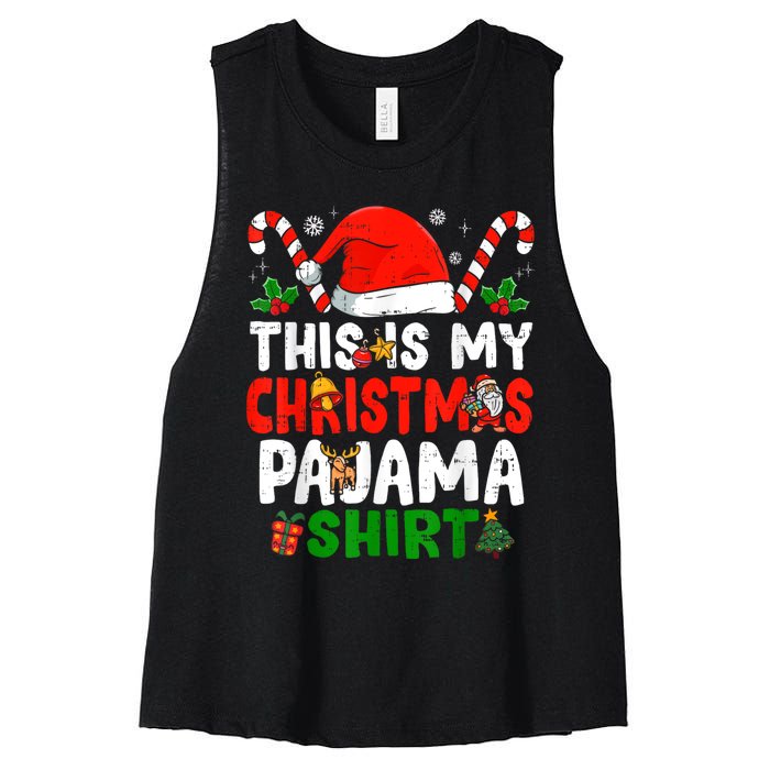 This Is My Christmas Pajama Xmas Family Matching Funny Women's Racerback Cropped Tank