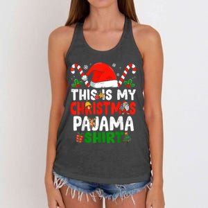 This Is My Christmas Pajama Xmas Family Matching Funny Women's Knotted Racerback Tank