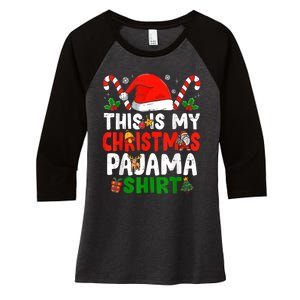 This Is My Christmas Pajama Xmas Family Matching Funny Women's Tri-Blend 3/4-Sleeve Raglan Shirt