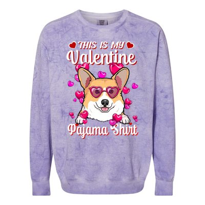 This Is My Valentine Pajama Gift Corgi Lovers Gift Colorblast Crewneck Sweatshirt