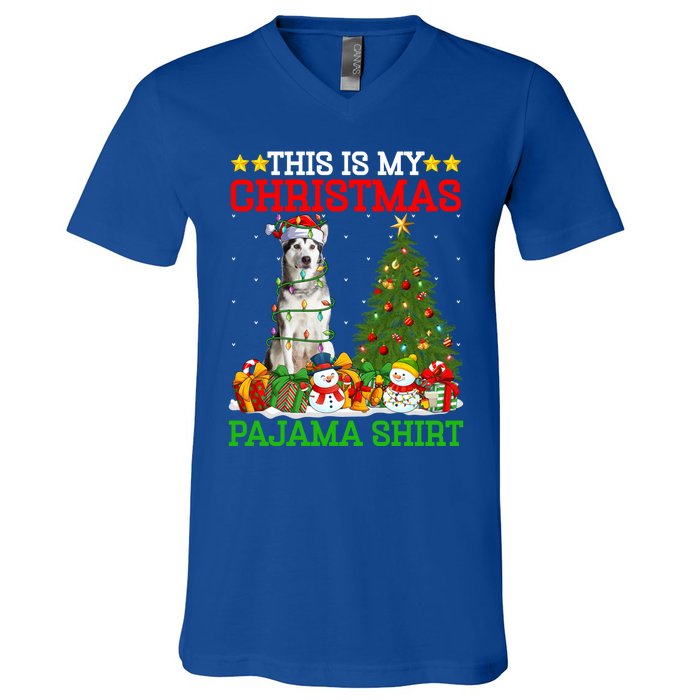 This Is My Christmas Pajamas Alaskan Malamute Dog Christmas Gift V-Neck T-Shirt