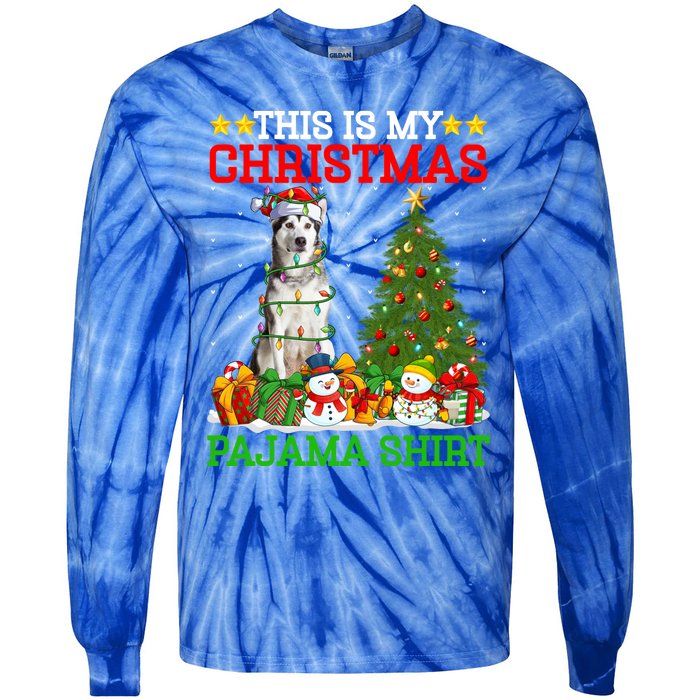 This Is My Christmas Pajamas Alaskan Malamute Dog Christmas Gift Tie-Dye Long Sleeve Shirt