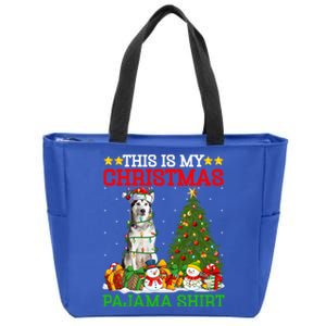 This Is My Christmas Pajamas Alaskan Malamute Dog Christmas Gift Zip Tote Bag