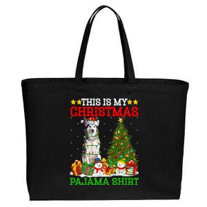 This Is My Christmas Pajamas Alaskan Malamute Dog Christmas Gift Cotton Canvas Jumbo Tote