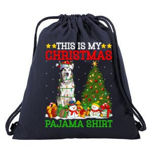 This Is My Christmas Pajamas Alaskan Malamute Dog Christmas Gift Drawstring Bag