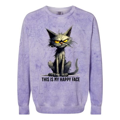 This Is My Happy Face Cat Funny Colorblast Crewneck Sweatshirt