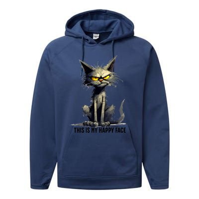 This Is My Happy Face Cat Funny Performance Fleece Hoodie