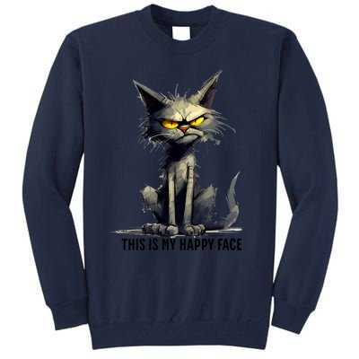 This Is My Happy Face Cat Funny Tall Sweatshirt