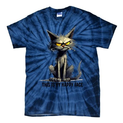 This Is My Happy Face Cat Funny Tie-Dye T-Shirt