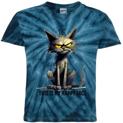 This Is My Happy Face Cat Funny Kids Tie-Dye T-Shirt