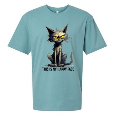 This Is My Happy Face Cat Funny Sueded Cloud Jersey T-Shirt