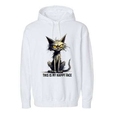 This Is My Happy Face Cat Funny Garment-Dyed Fleece Hoodie