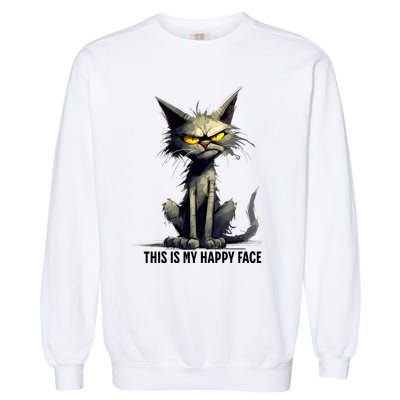 This Is My Happy Face Cat Funny Garment-Dyed Sweatshirt