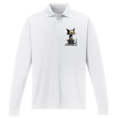 This Is My Happy Face Cat Funny Performance Long Sleeve Polo