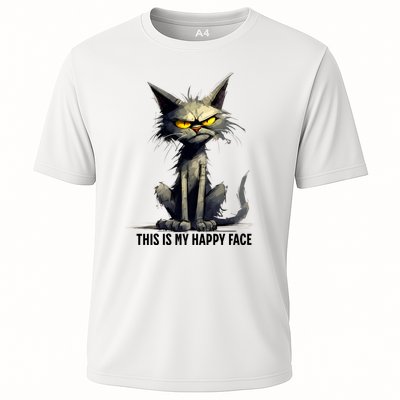 This Is My Happy Face Cat Funny Cooling Performance Crew T-Shirt