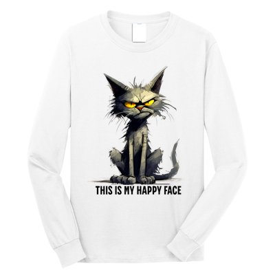 This Is My Happy Face Cat Funny Long Sleeve Shirt