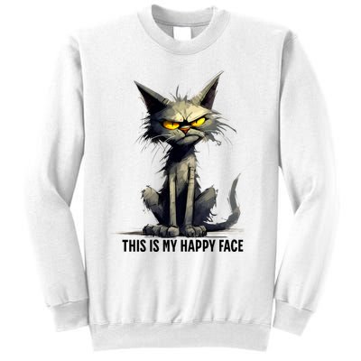 This Is My Happy Face Cat Funny Sweatshirt