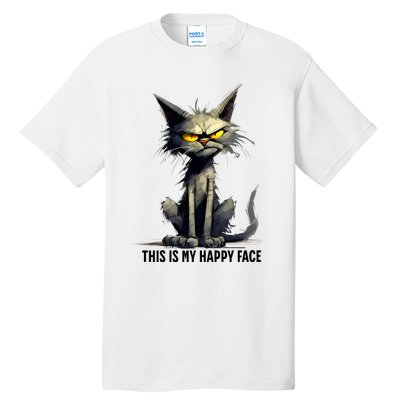 This Is My Happy Face Cat Funny Tall T-Shirt