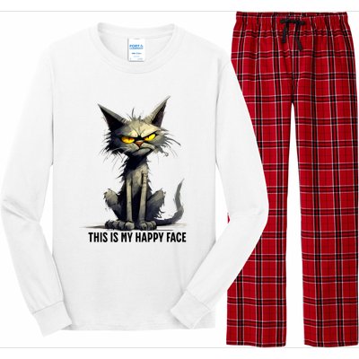 This Is My Happy Face Cat Funny Long Sleeve Pajama Set