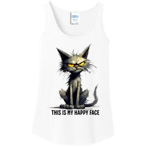 This Is My Happy Face Cat Funny Ladies Essential Tank