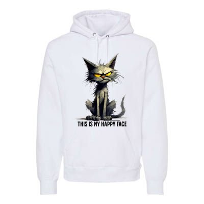 This Is My Happy Face Cat Funny Premium Hoodie