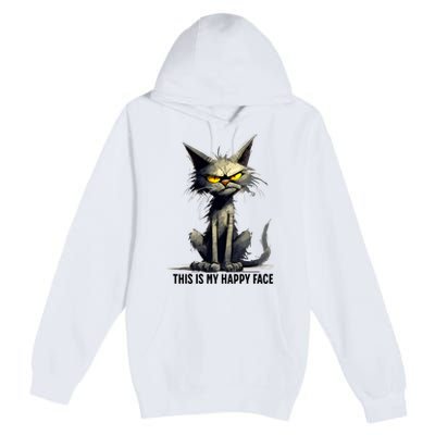 This Is My Happy Face Cat Funny Premium Pullover Hoodie