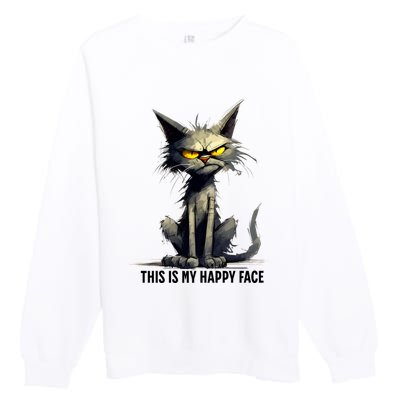 This Is My Happy Face Cat Funny Premium Crewneck Sweatshirt